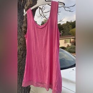 Pink Lace Trim sleeveless Top